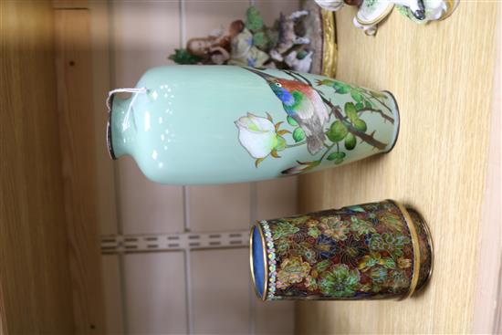 Three Japanese cloisonne items tallest 24cm